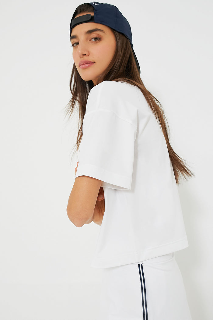 White Cropped Performance Jersey Ryan Boyfriend Tee