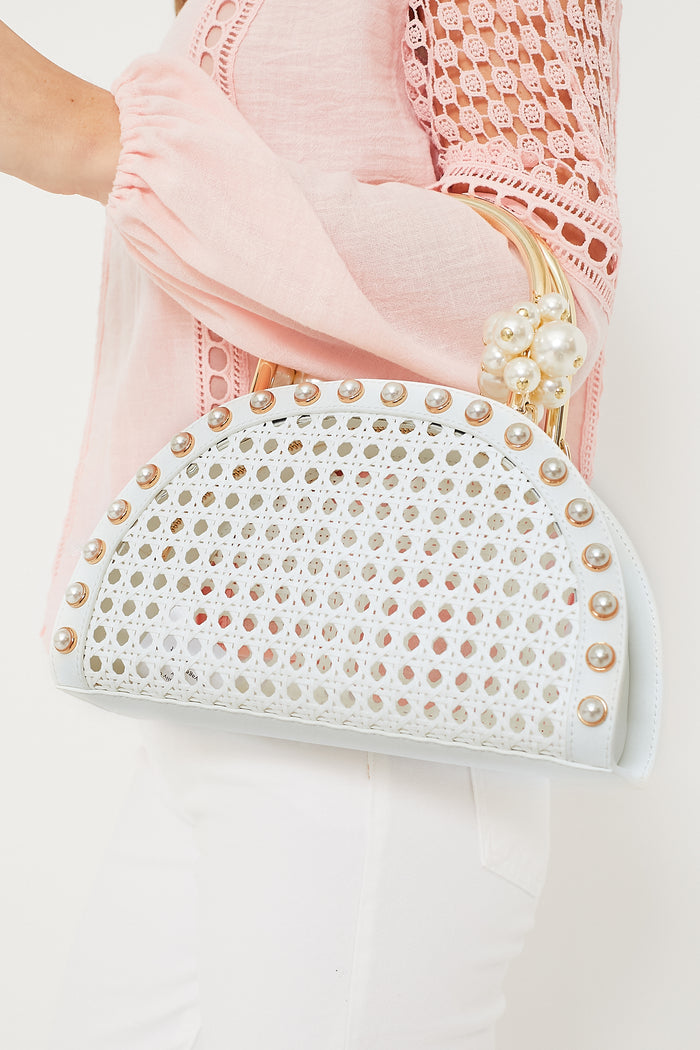White Ellie Pearl Satchel