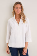 White Margot Stand Collar Blouse