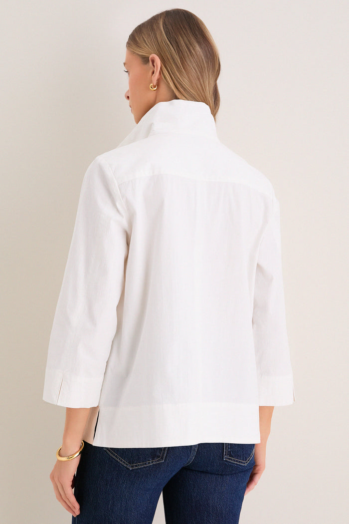 White Margot Stand Collar Blouse