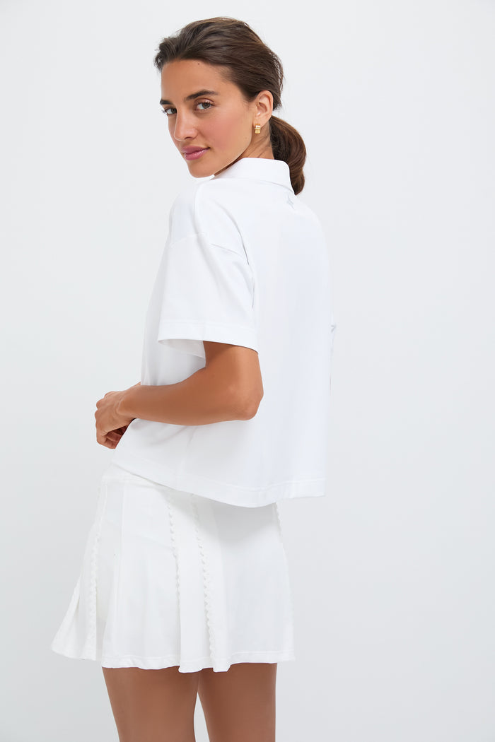 White Performance Jersey Cropped Caroline Polo