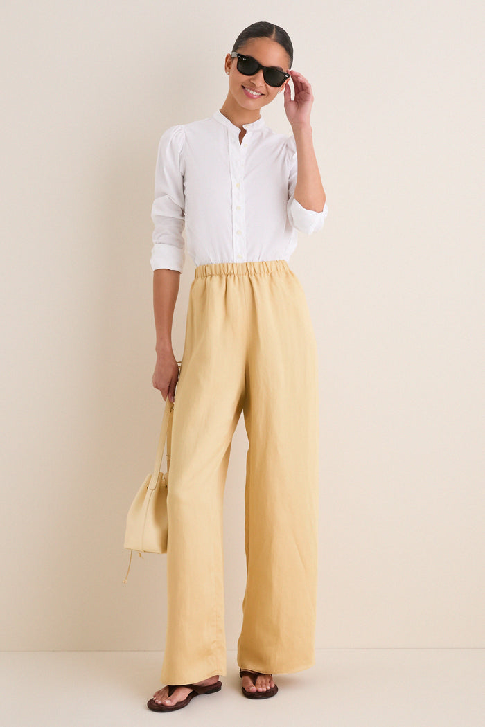 White Puffed Shoulder Shirt