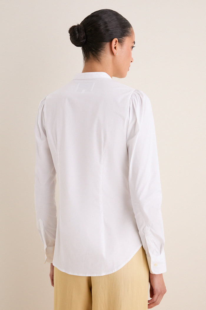 White Puffed Shoulder Shirt