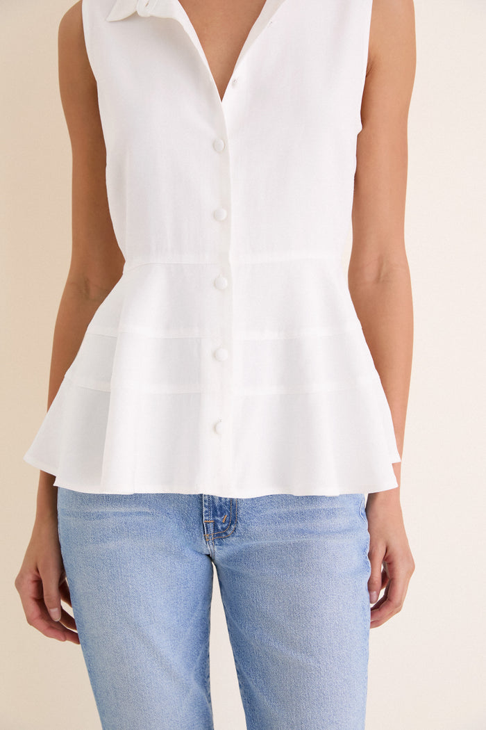White Sleeveless Ashlen Blouse