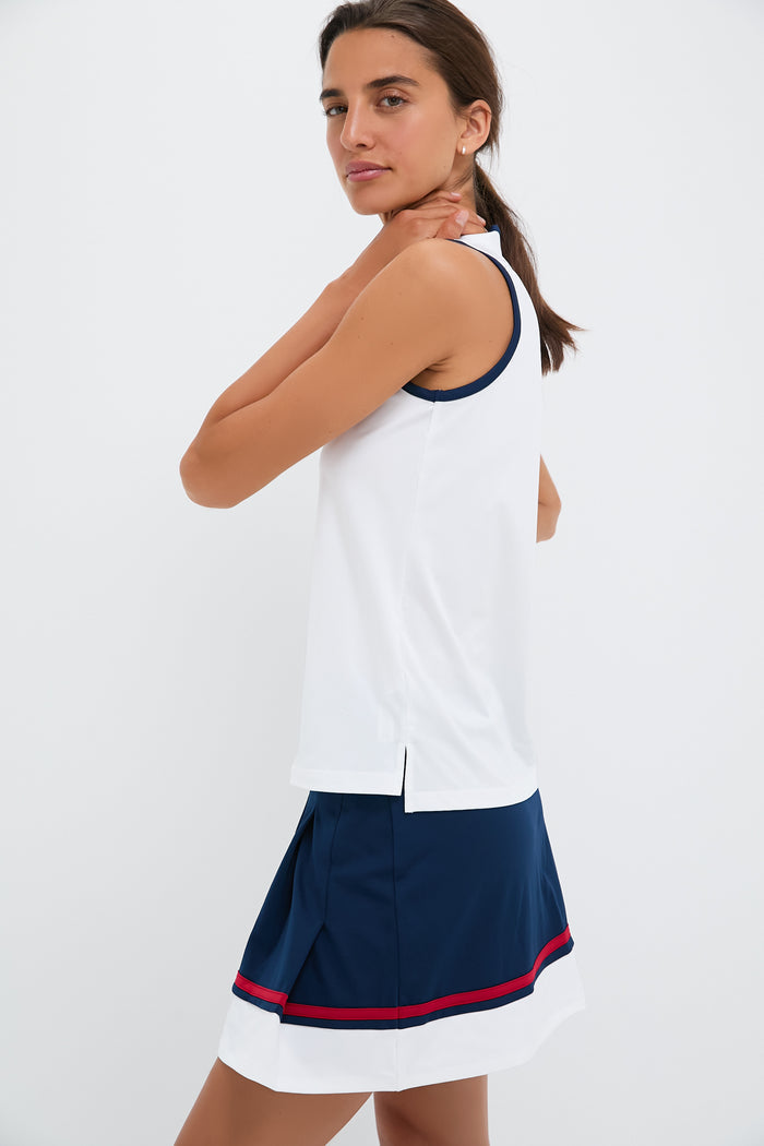 White Sleeveless Performance Jersey Connors Mock Neck