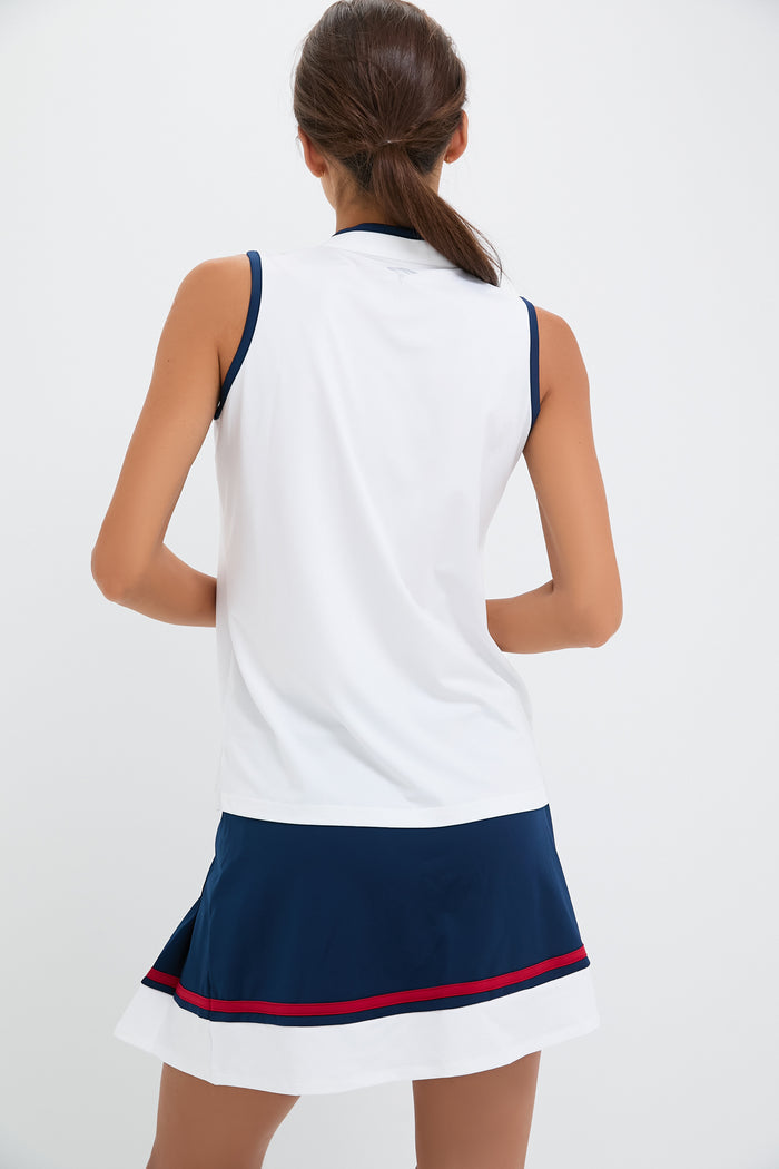 White Sleeveless Performance Jersey Connors Mock Neck